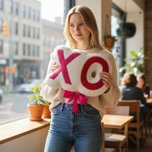 Unbranded XO Throw Pillow Unisex OS White Pink Red New Viral Valentine Decor